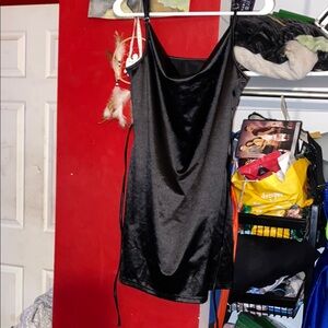 Elegant Black Satin Slip Dress